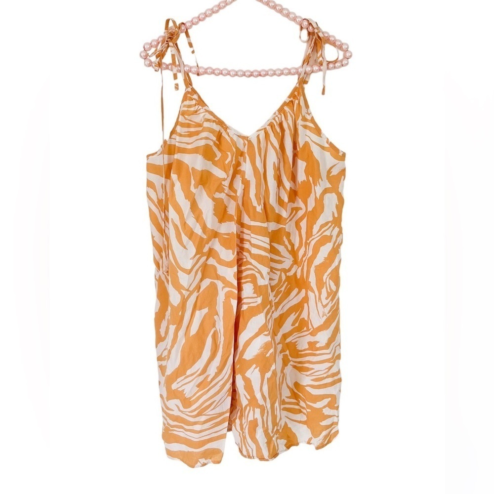 Mini Beach Dress One Size in Orange and White
